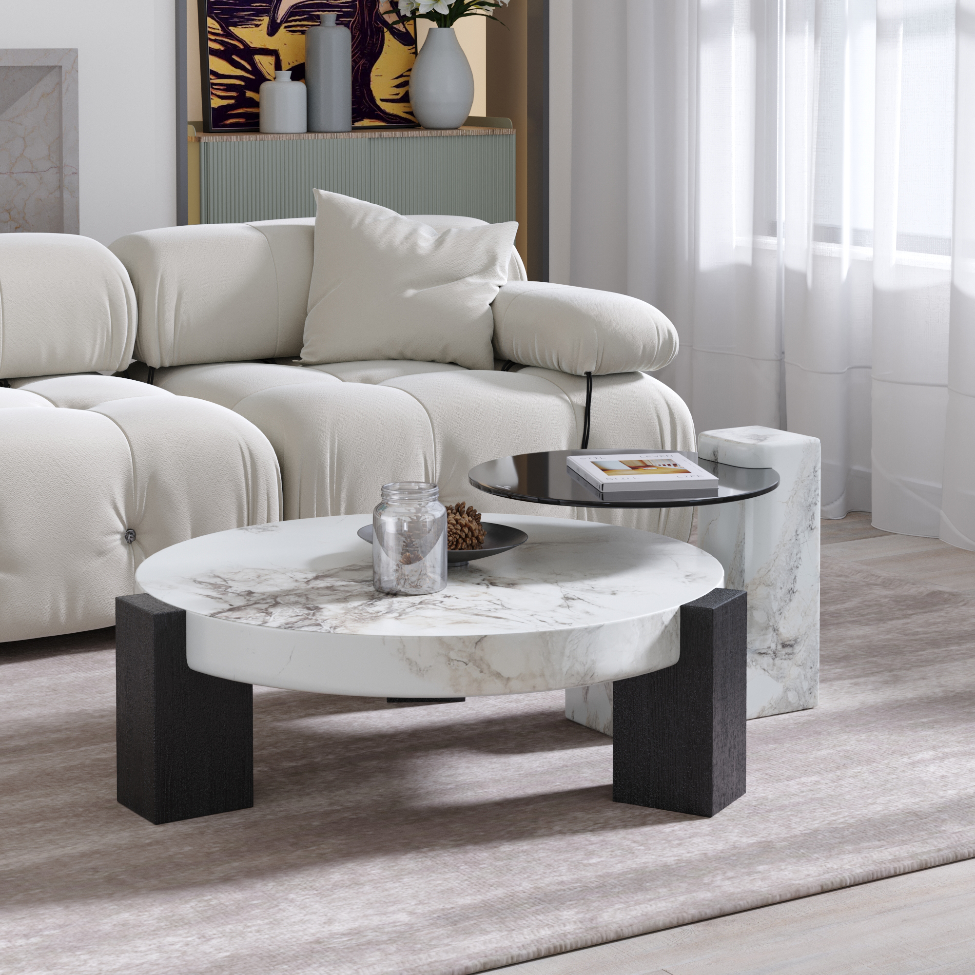 modern design MDF round coffee table for living room - Image 3