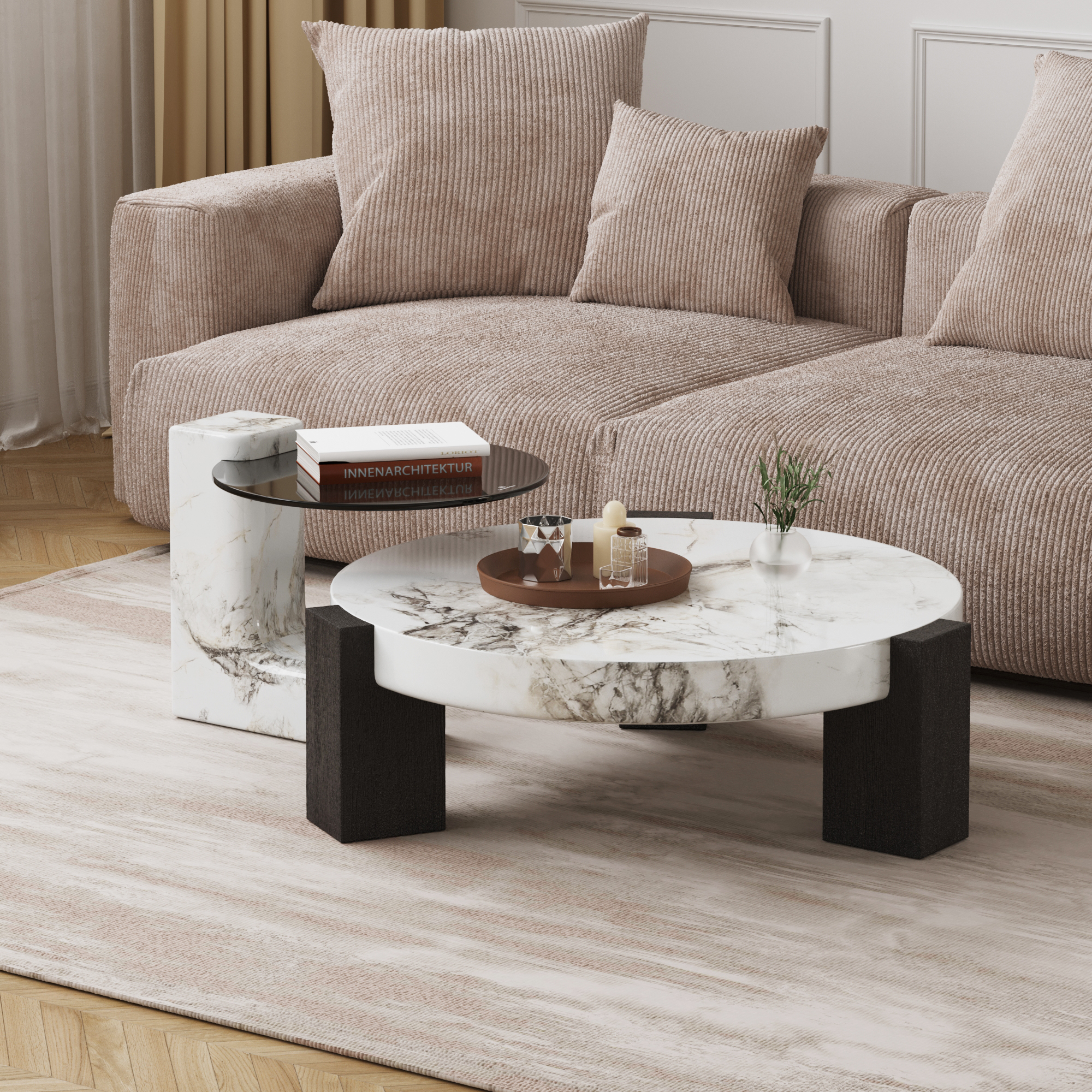 modern design MDF round coffee table for living room - Image 2
