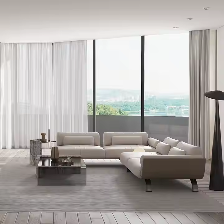 Luxury Modern Italian Genuine Leather Sofa Set - Image 3