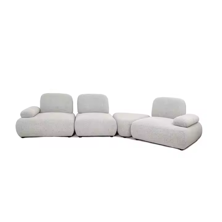 Modern Tufted Modular L-Shape Curved Sectional Sofa Set – Villa-Style Lounge Comfort - Image 4