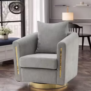 Modern Rotational Fabric Armchair – One-Seater Leisure Chair with Sponge-Filled Comfort - Grey