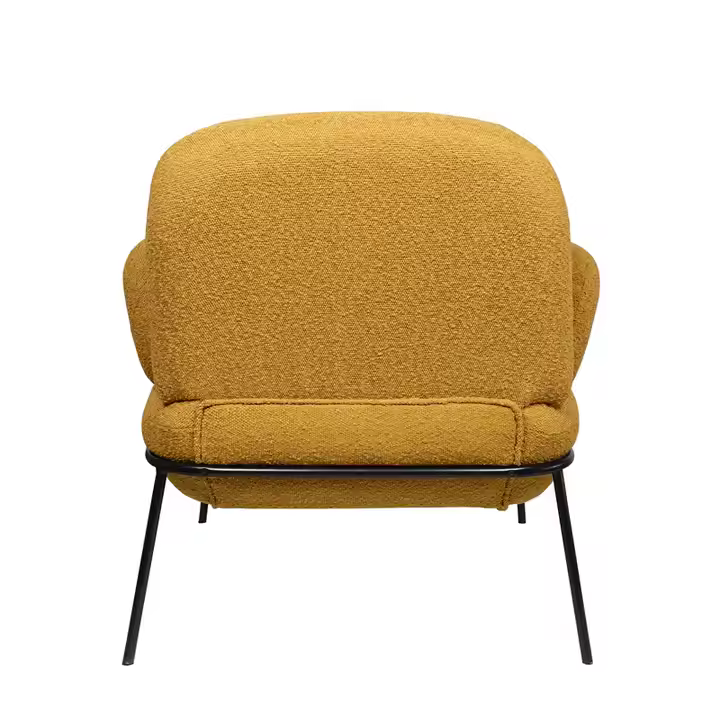 Modern Yellow Accent Bean Bag Chair – Fabric Single-Seater with Black Metal Legs - Image 2