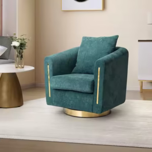 Modern Rotational Fabric Armchair – One-Seater Leisure Chair with Sponge-Filled Comfort - Green