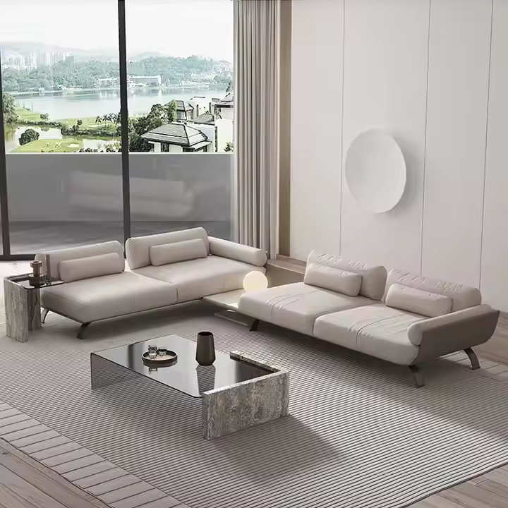 Luxury Modern Italian Genuine Leather Sofa Set - Image 4
