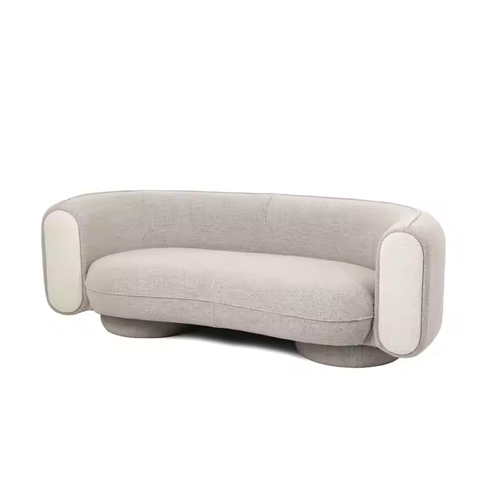 Nordic Tufted Velvet Convertible Sofa – Semicircular 3-Seater with Wooden Legs - Image 6