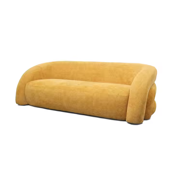 High-Quality Luxury Modern Chesterfield Fabric Sofa – 3-Seater (Yellow) - Image 2