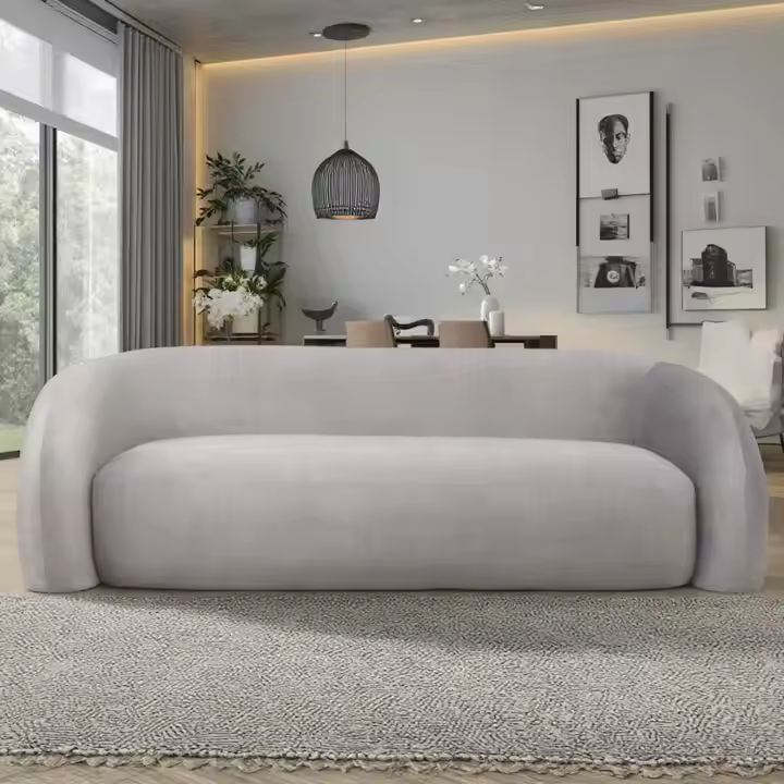 High-Quality Luxury Modern Chesterfield Fabric Sofa – 3-Seater (Light Grey)